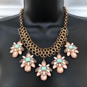 Pink & Blue Gem Statement Necklace